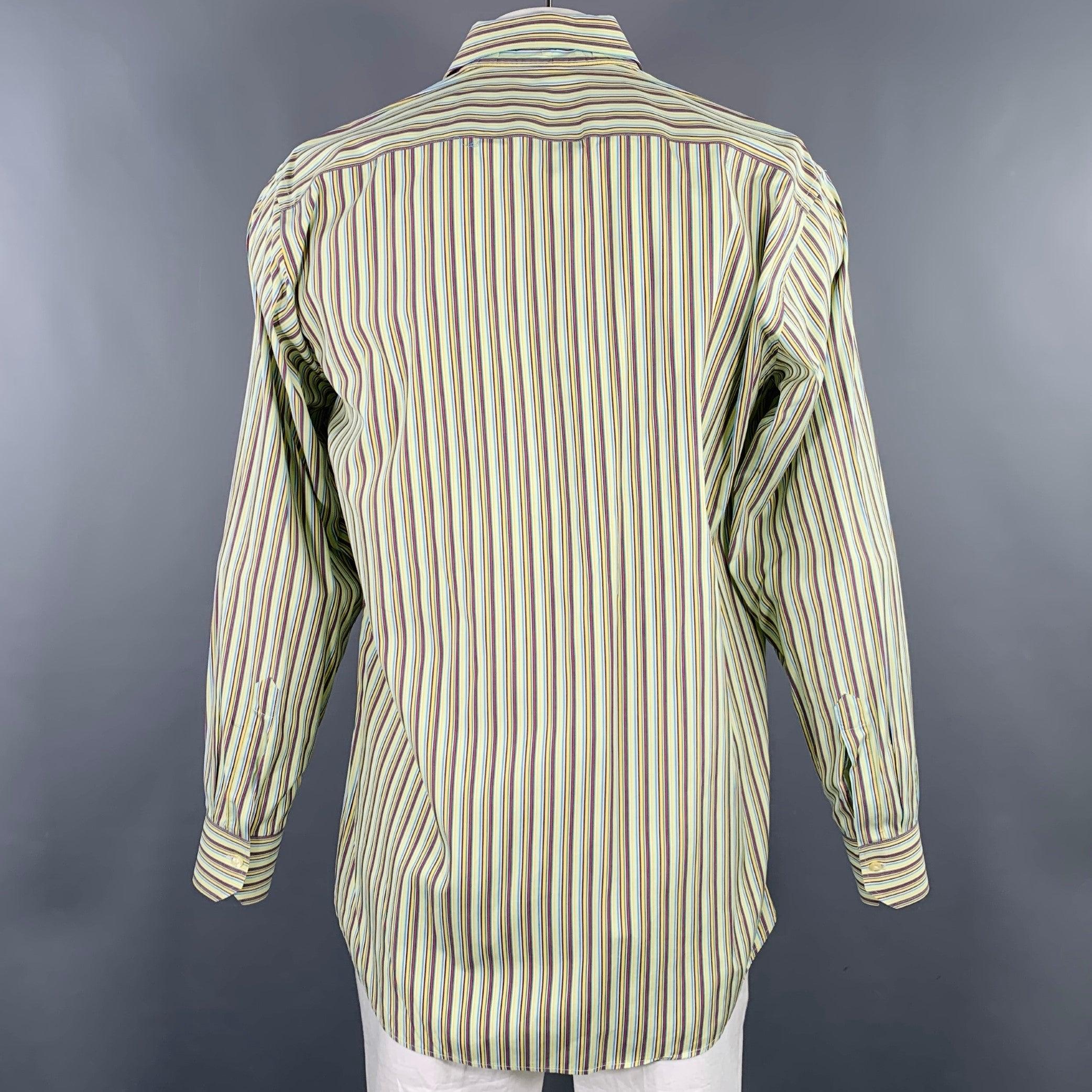 ETRO, chemise à manches longues en coton à rayures multicolores, taille XL Excellent état - En vente à San Francisco, CA