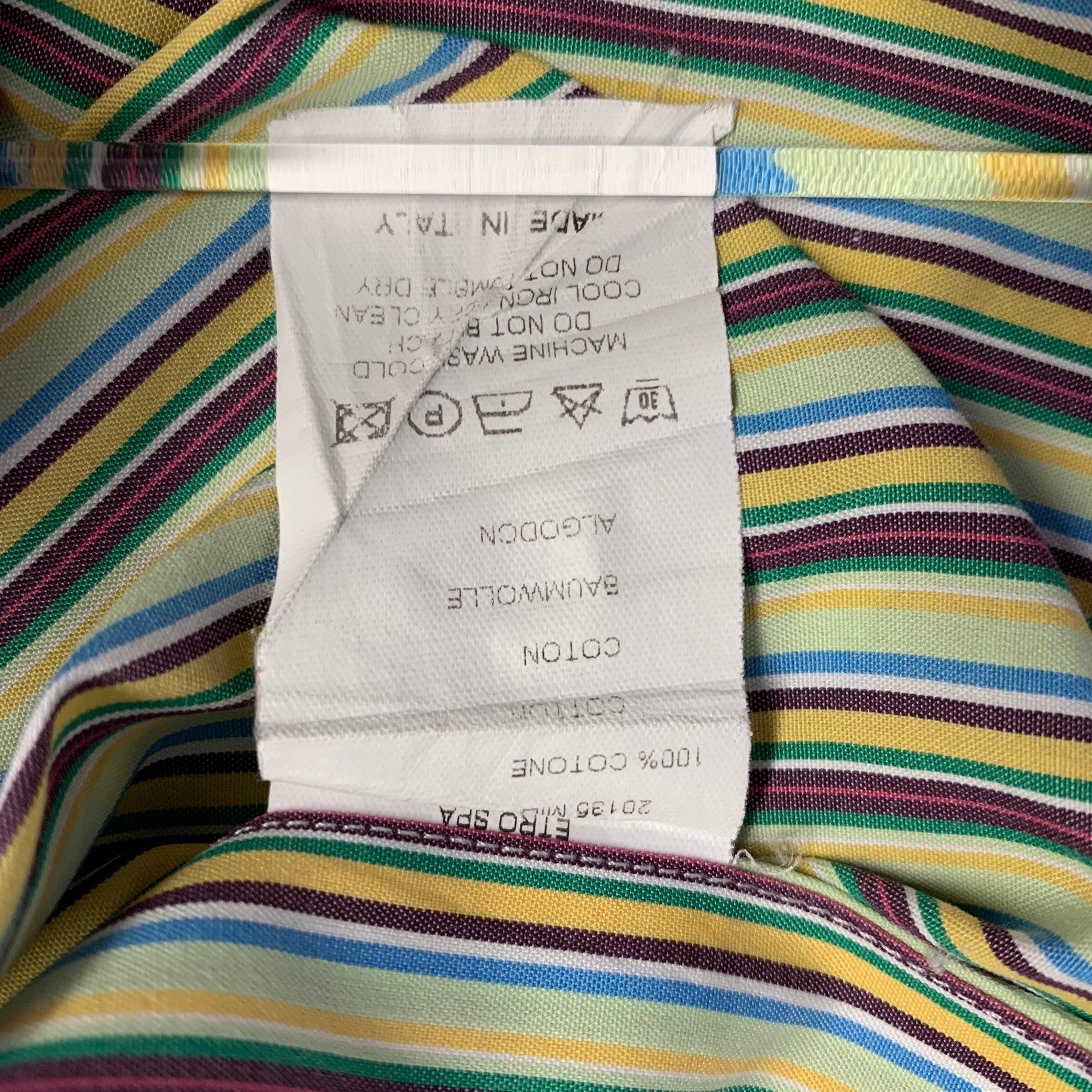 ETRO, chemise à manches longues en coton à rayures multicolores, taille XL en vente 1