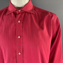 ETRO Talla XL Camisa Manga Larga Cuello Extensible Rojo Magenta Espiga
