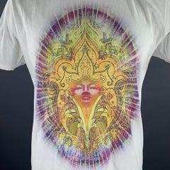 ETRO Size XL White Graphic Cotton Short Sleeve Shirt (Chemise à manches courtes en coton)