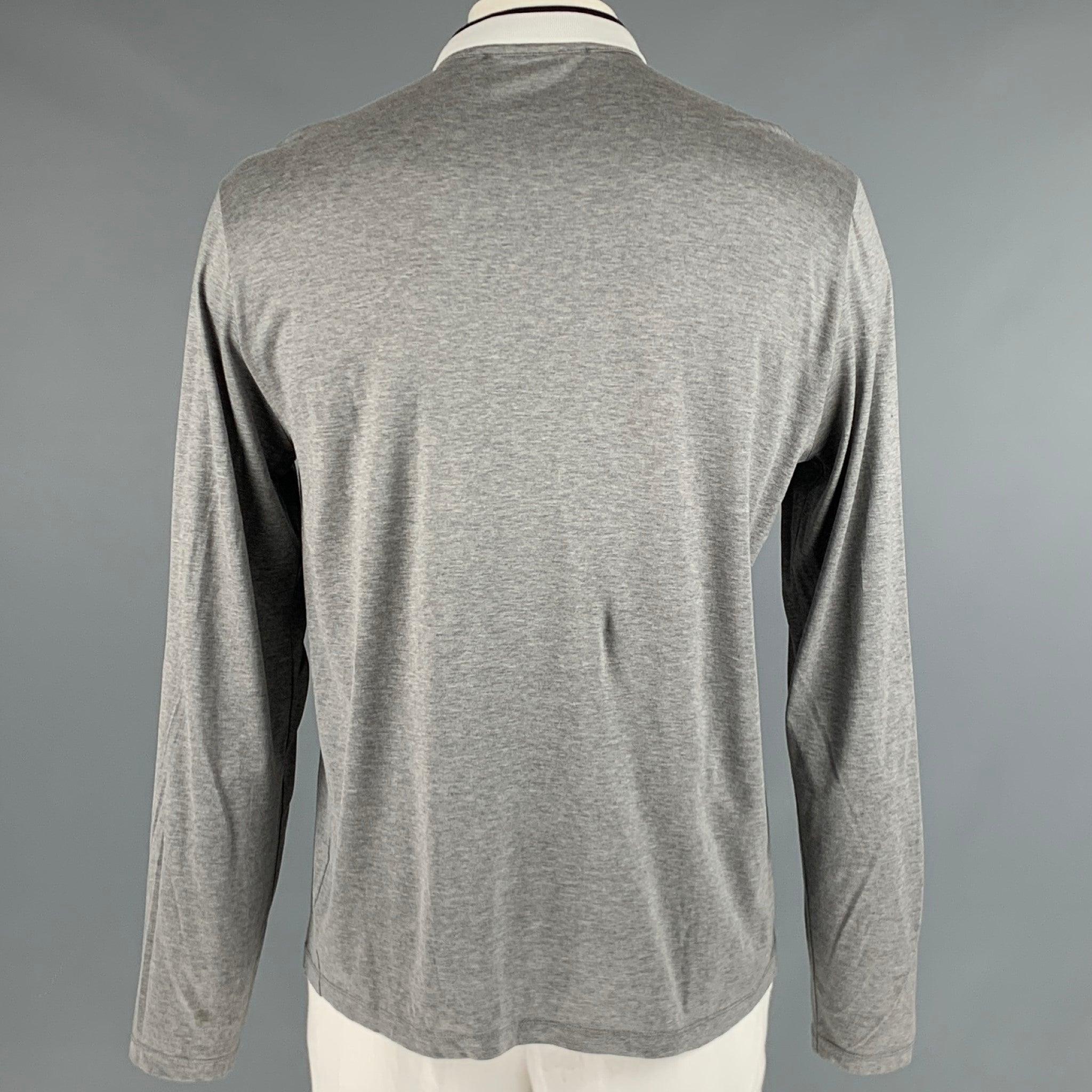 Men's ETRO Size XXL Grey Navy White Cotton Polo Pullover For Sale