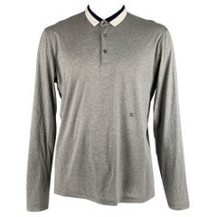 Etro taglia XXL Grigio Navy Bianco Cotone Polo Pullover