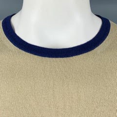 ETRO Size XXL Khaki Knit Cotton Cashmere Crew Neck Pullover