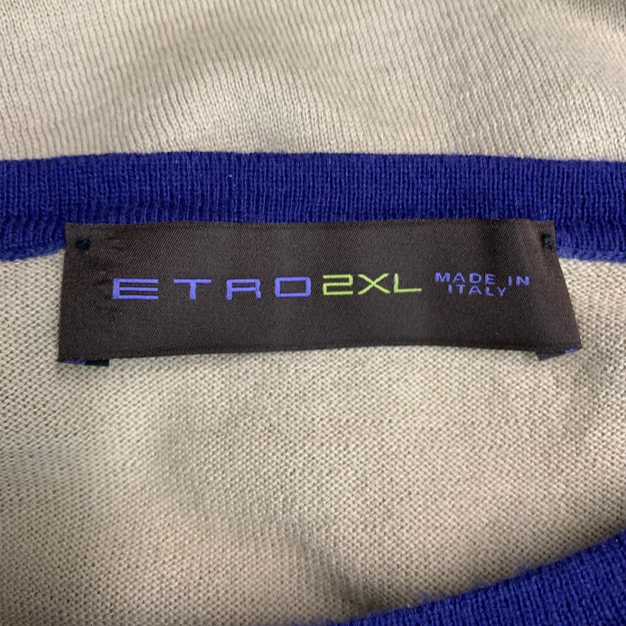 ETRO Pull col ras du cou en tricot de coton et cachemire kaki, taille XXL Pour hommes en vente