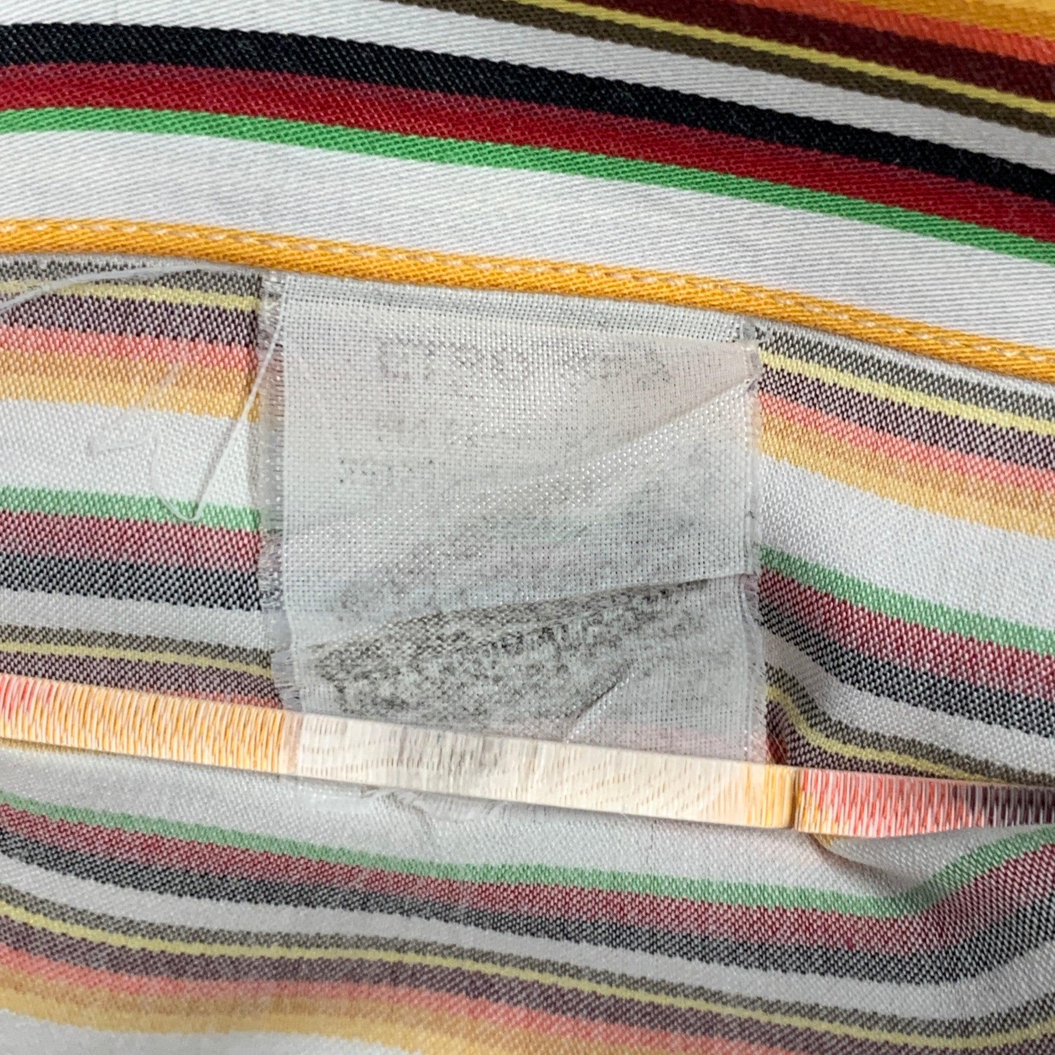 ETRO Size XXL Orange Multi Color Stripe Long Sleeve Shirt For Sale 1