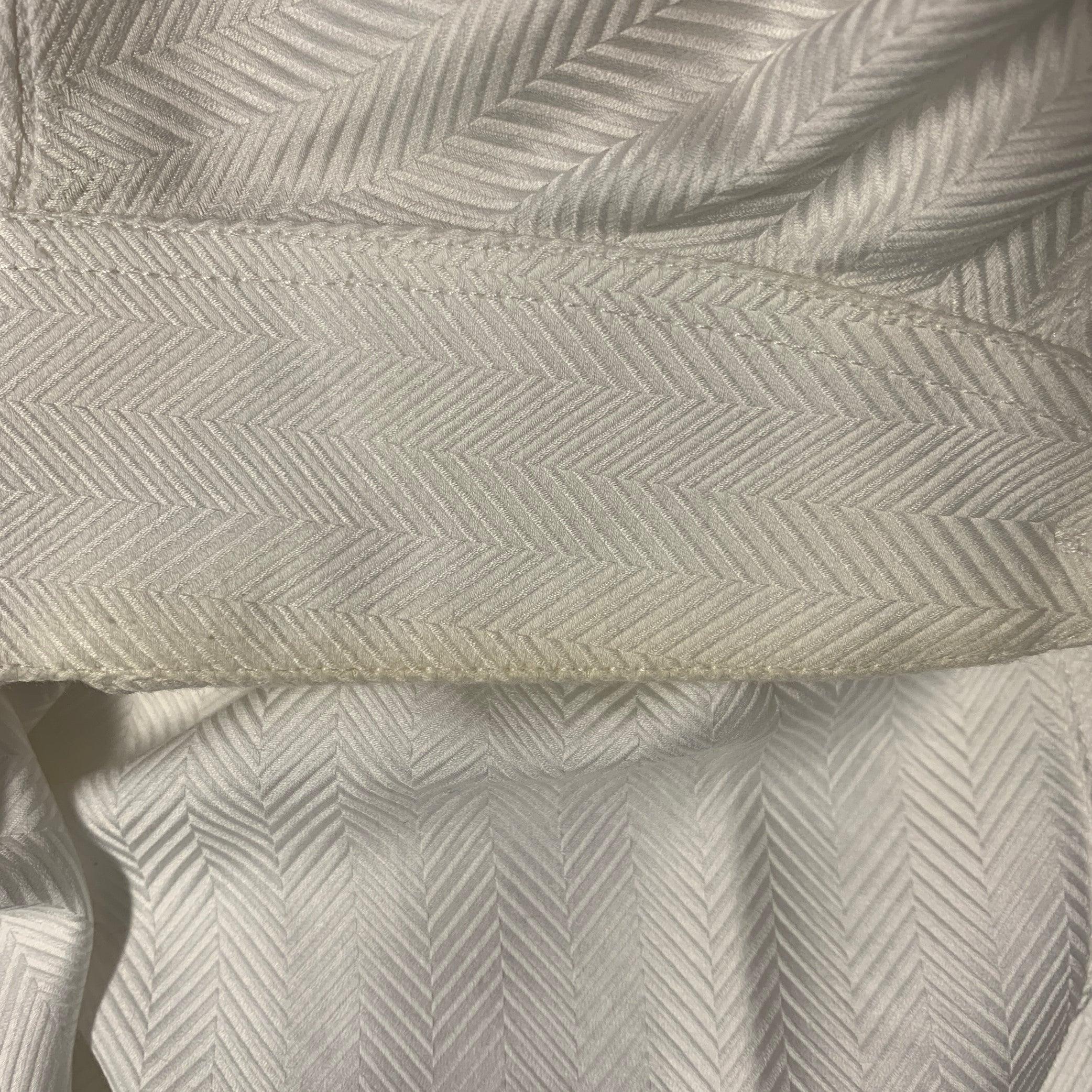 ETRO Size XXL White Herringbone Cotton Tuxedo Long Sleeve Shirt For Sale 2