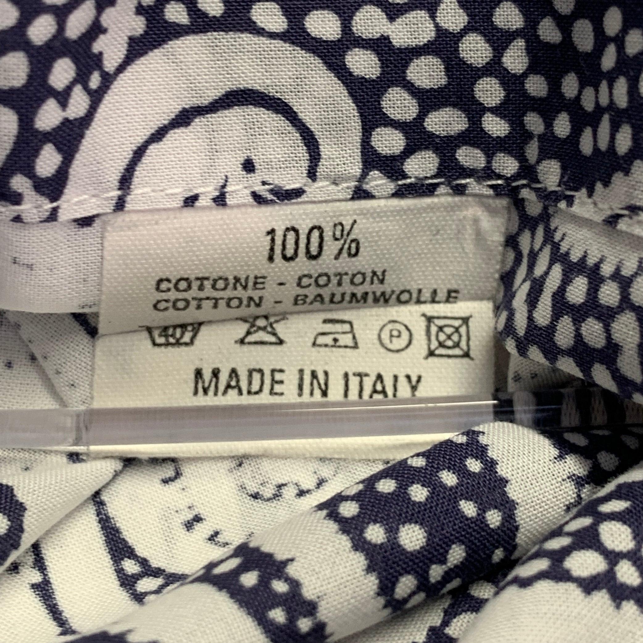 Uomo Etro taglia XXL Camicia a maniche lunghe in cotone bianco ardesia floreale astratto in vendita