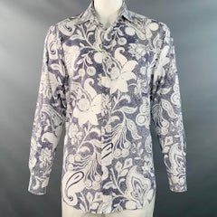 ETRO Größe XXL Weiß Schiefer Abstrakt Floral Baumwolle Langarmhemd