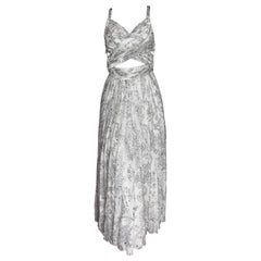 Etro Frühjahr 2018 Laufsteg Silber/Weiß Paisley Juwelenriemen Langes Kleid Größe 40