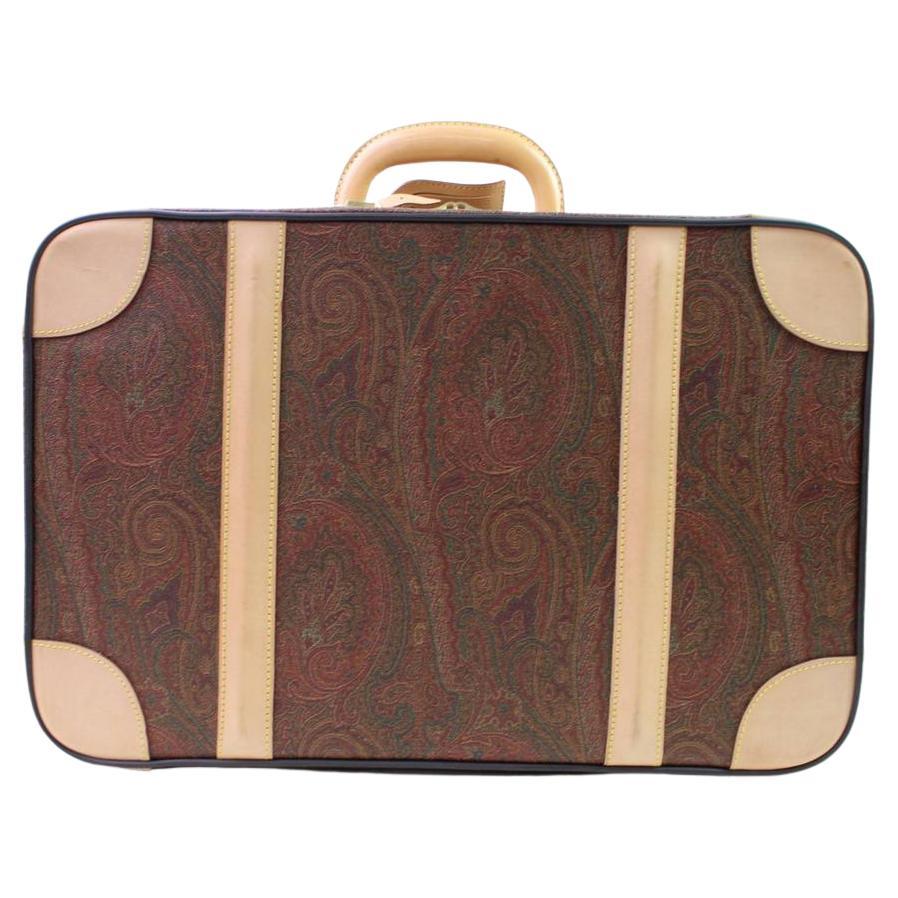Etro Steamer Paisley Trunk Suitcase 866601 Brown Coated Canvas Weekend/Travel