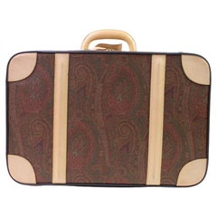 Etro Steamer Paisley Trunk Suitcase 866601 Brown Coated Canvas Weekend/Travel