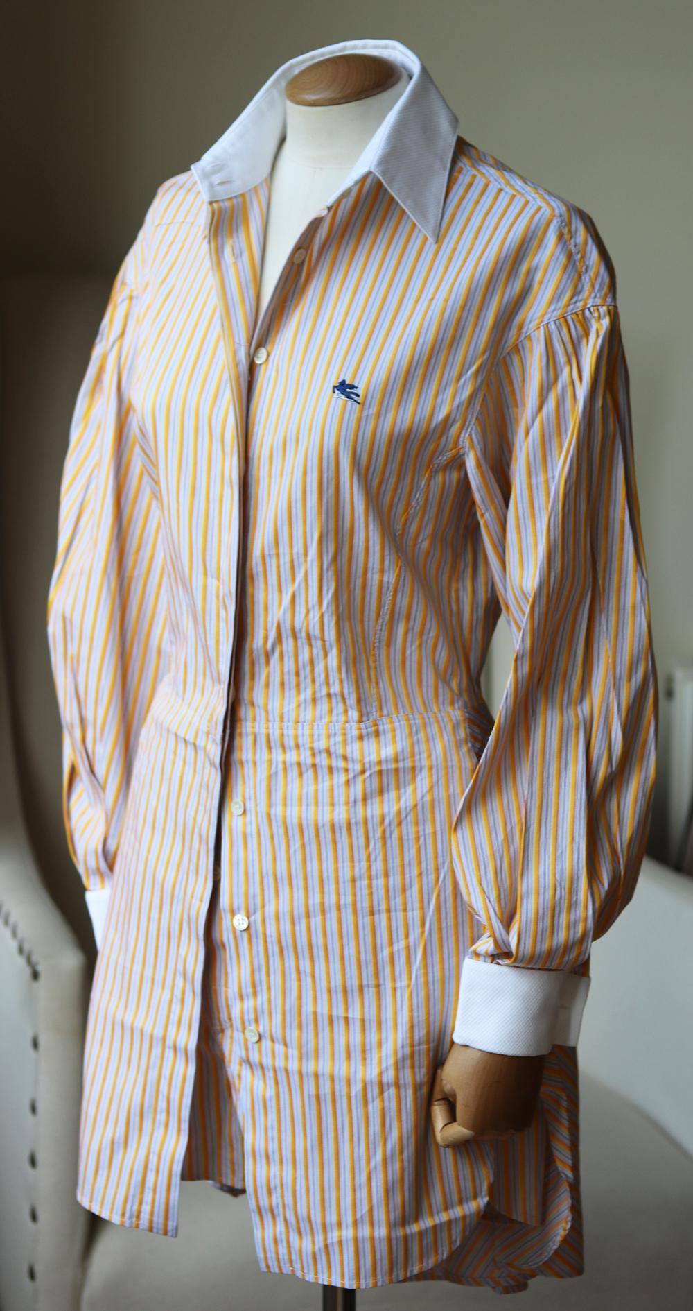Beige Etro Striped Cotton Poplin Shirt