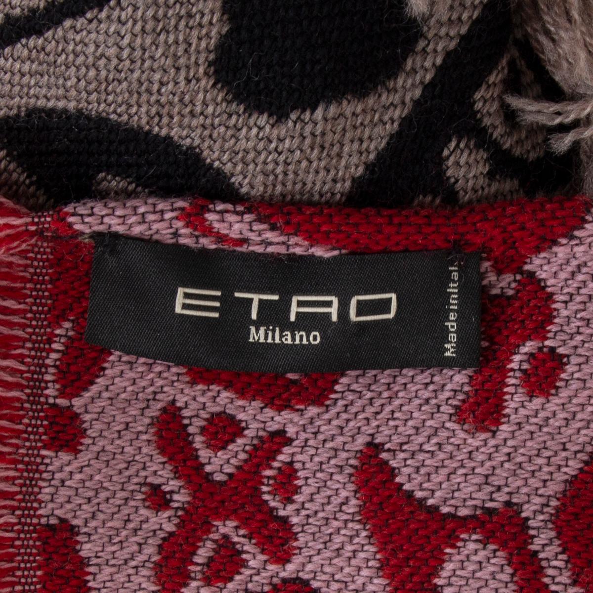 ETRO taupe cashmere wool PAISLEY FRINGE PONCHO Coat Jacket One Size 1