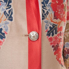 ETRO taupe red placed floral cotton blend jacquard overcoat IT42 M