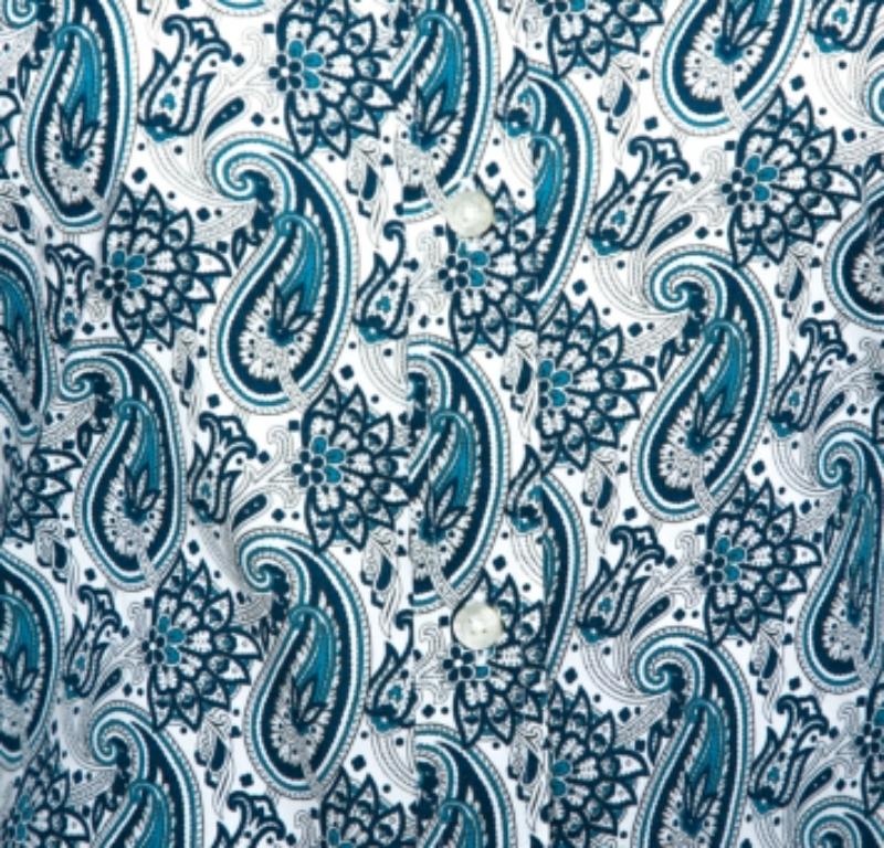 Etro Teal Blaues bedrucktes Stretch-Baumwollhemd mit Paisleymuster S im Angebot 2