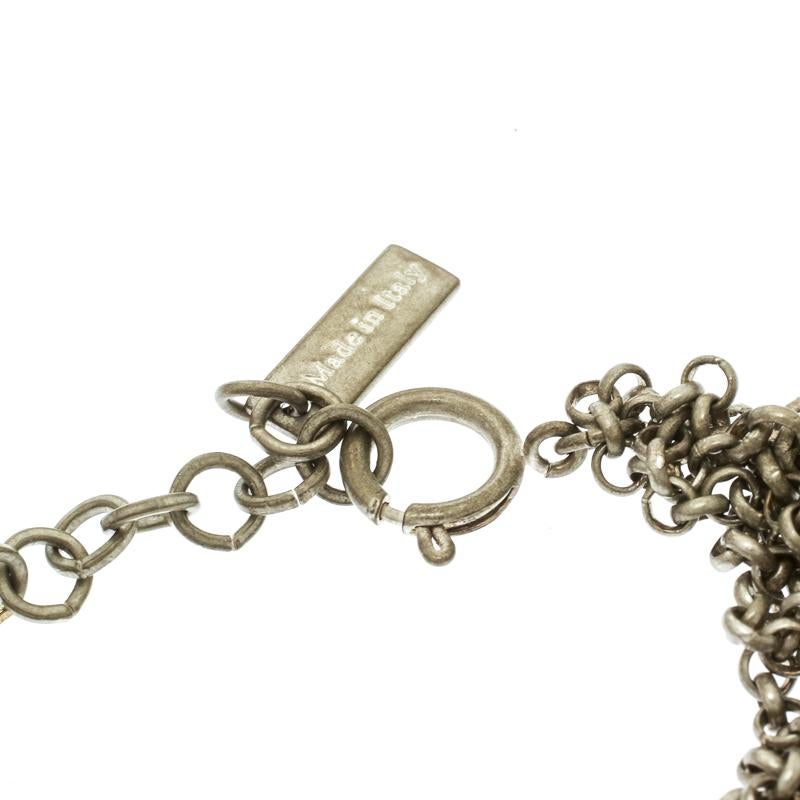 Contemporary Etro Textured Charm Silver Tone Chain Link Bracelet For Sale