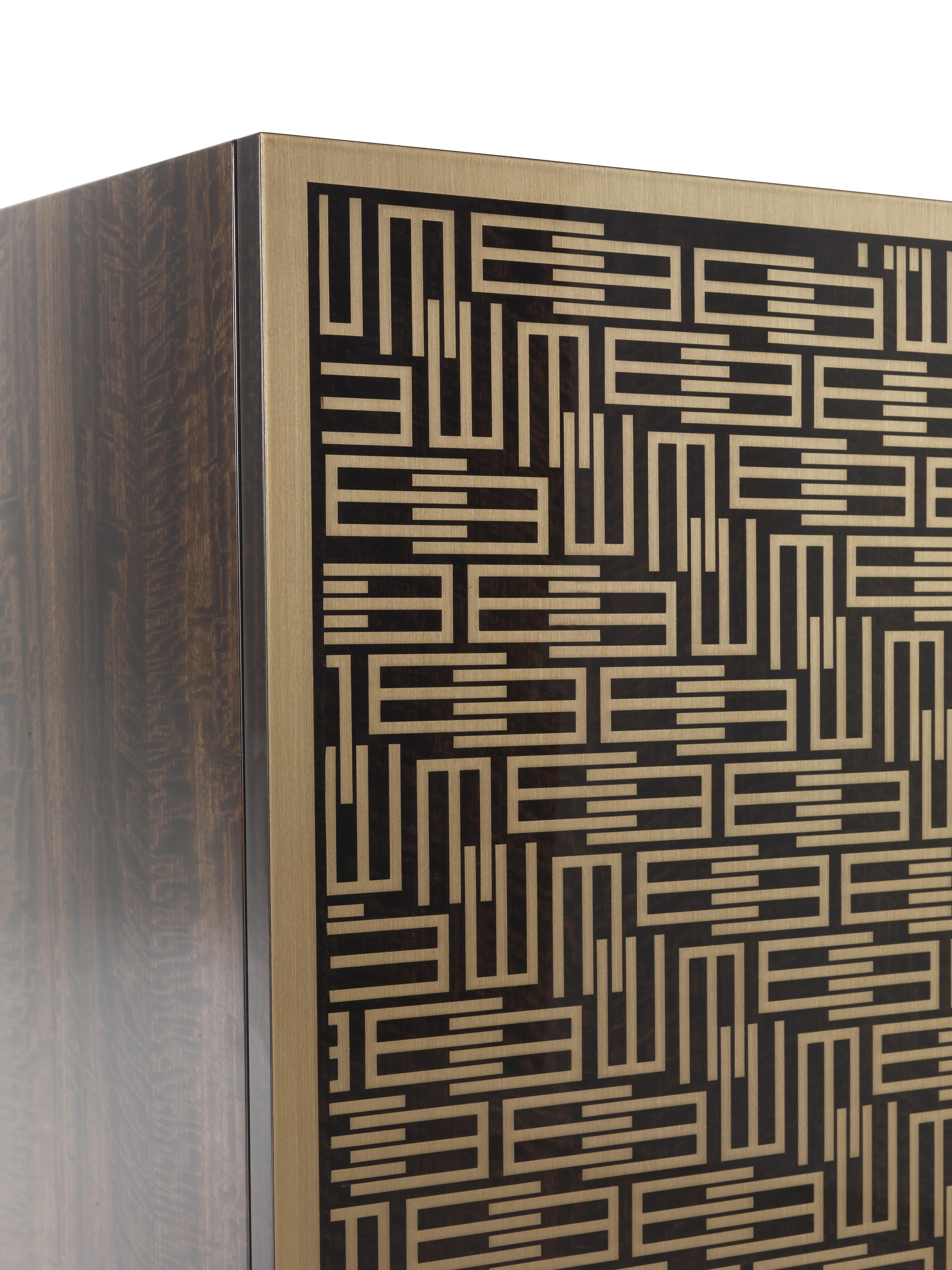 Modern 21st Century Tibesti Cabinet in Wood and Polished Brass by Etro Home Interiors