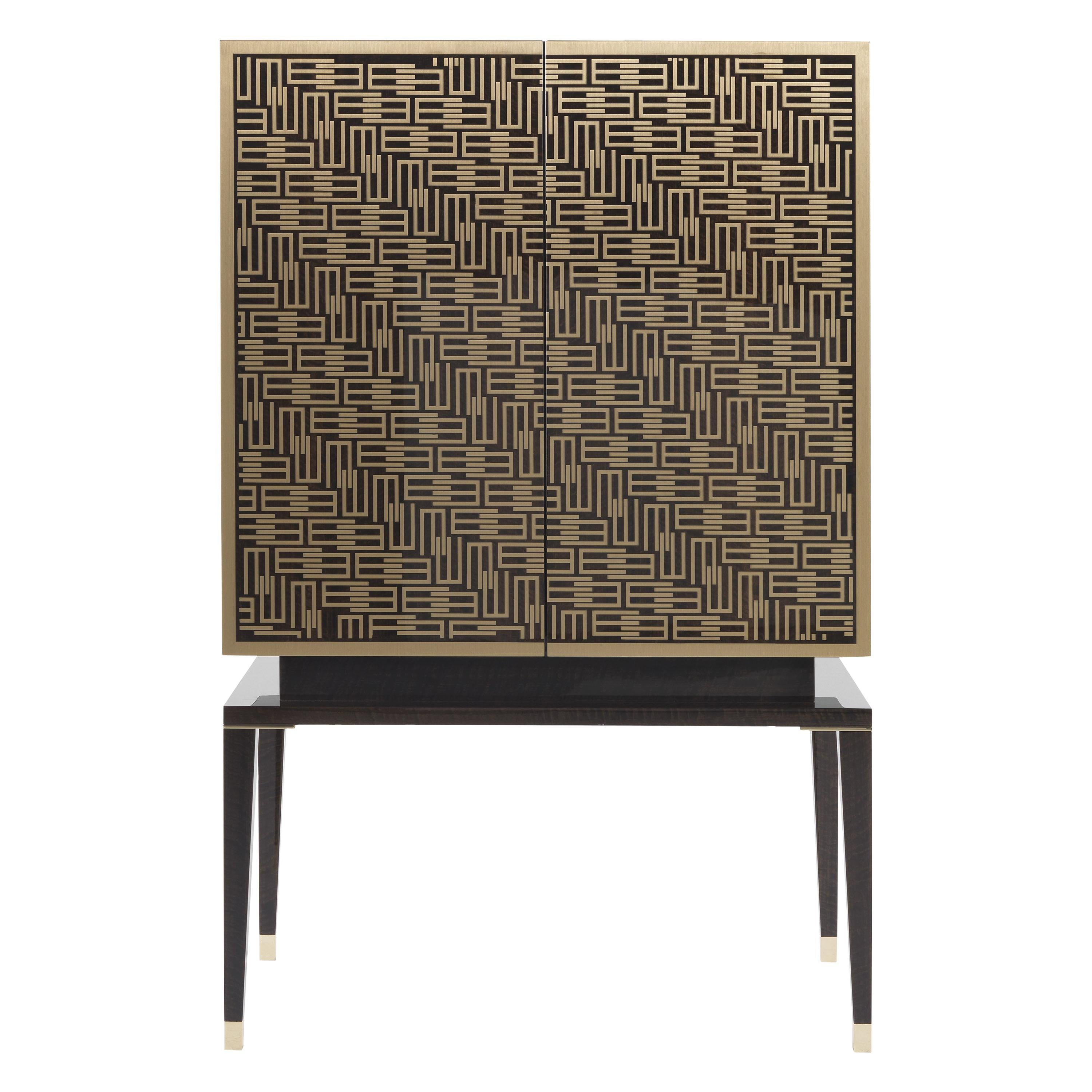 Etro Home Interiors Tibesti Cabinet in Wood and Polished Brass