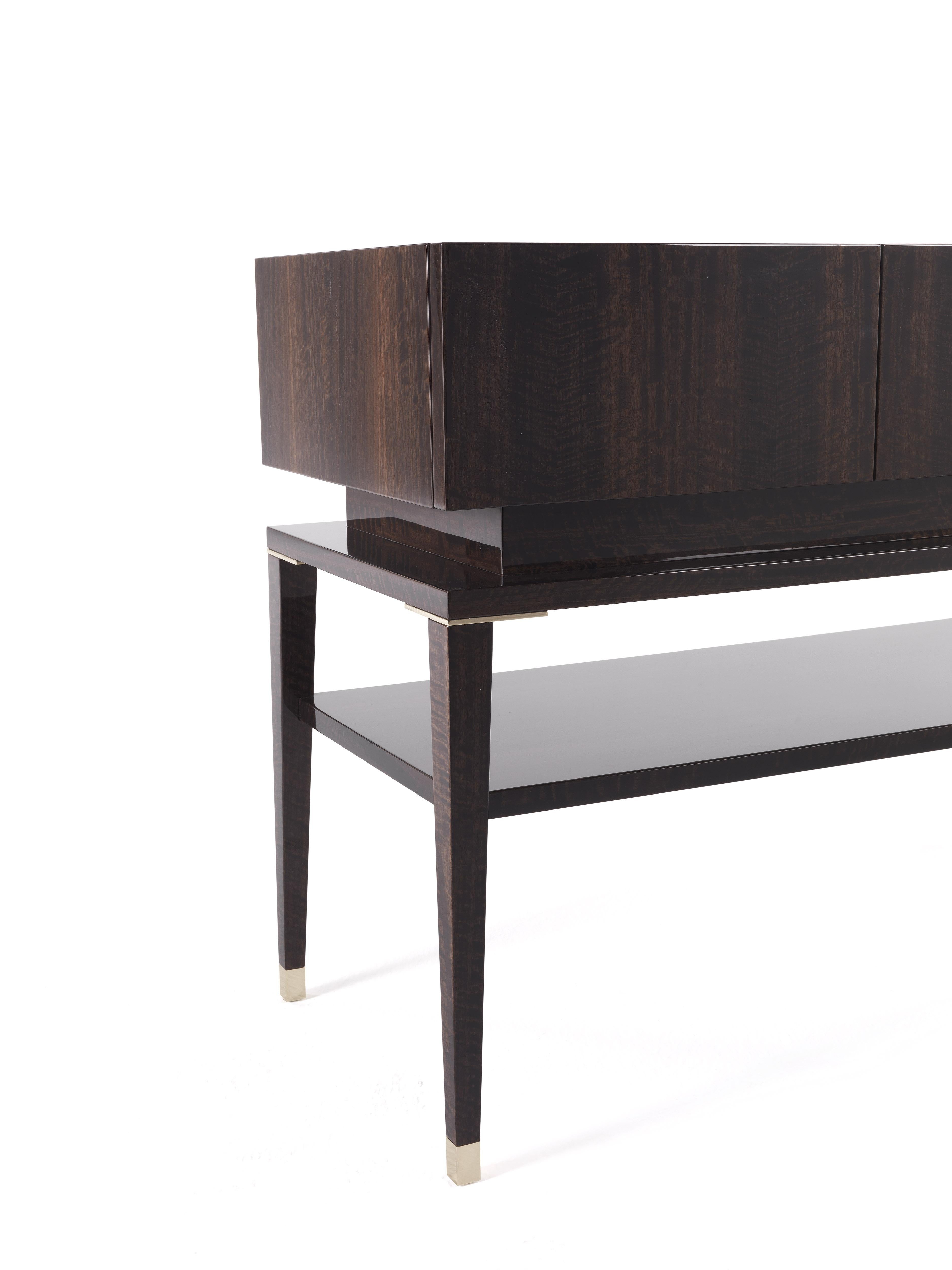 Modern 21st Century Tibesti Console in Wood and Polished Brass by Etro Home Interiors