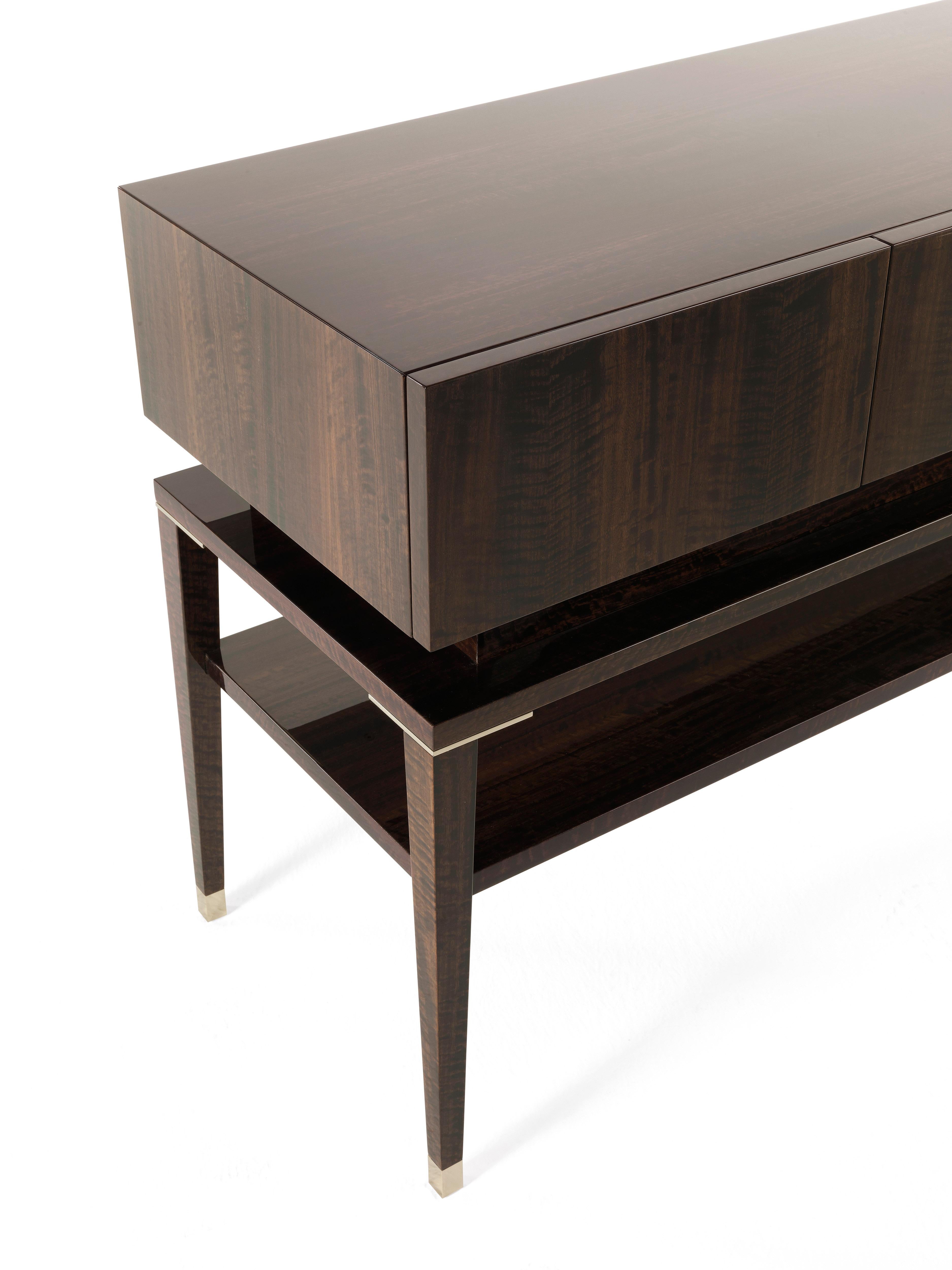 Italian 21st Century Tibesti Console in Wood and Polished Brass by Etro Home Interiors