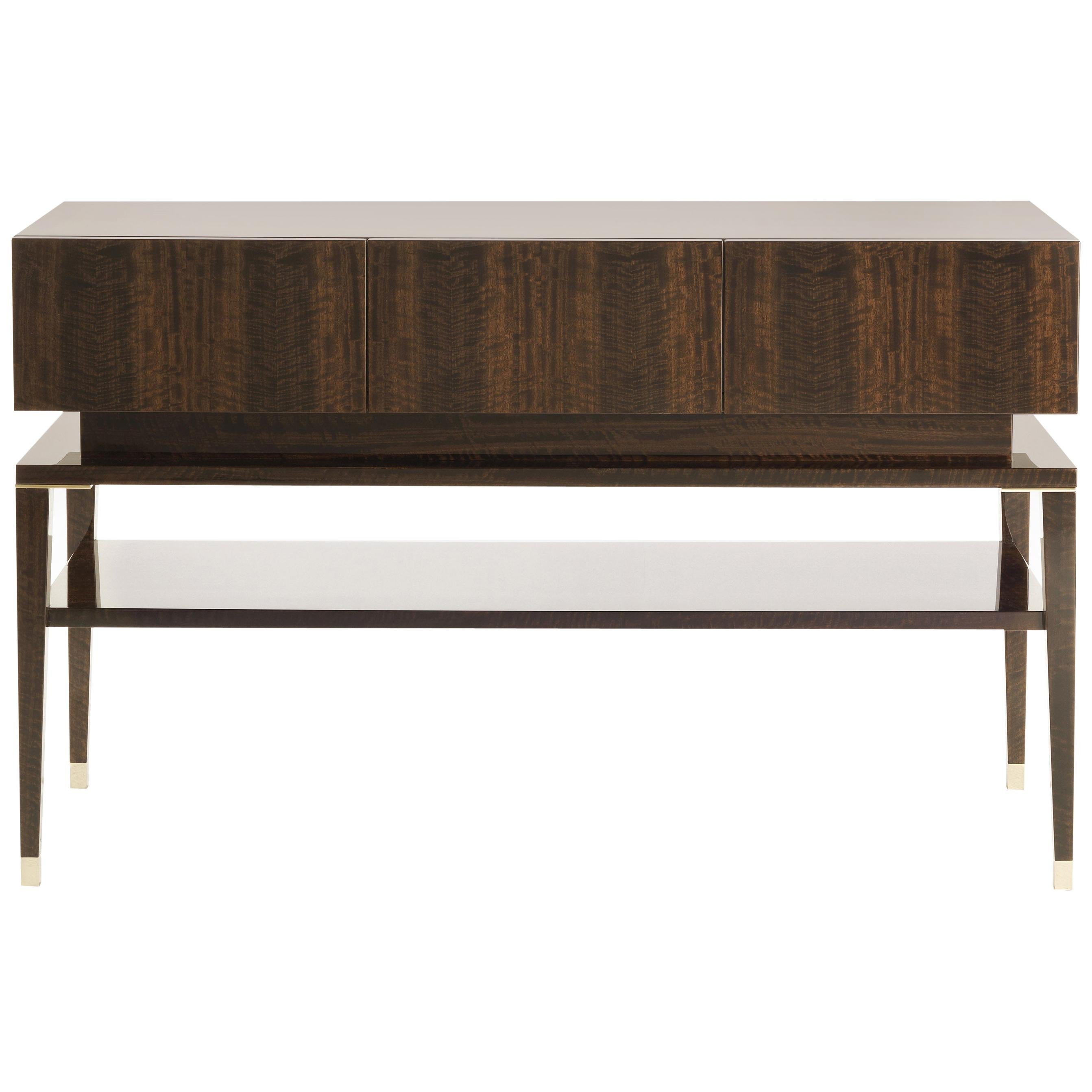21st Century Tibesti Console in Wood and Polished Brass by Etro Home Interiors