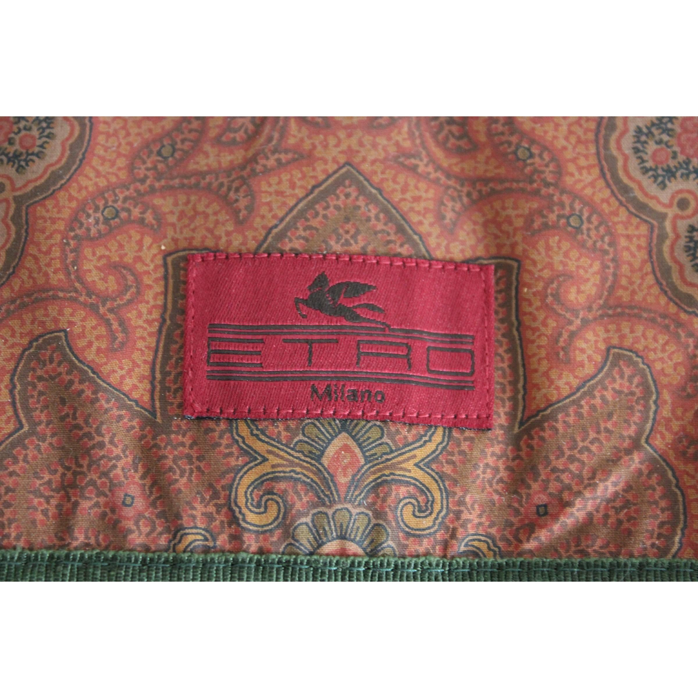 Etro Tie Racks Travel Paisley Canvas Vintage Green Brown For Sale 1