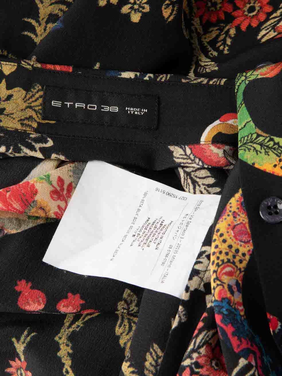 Women's Etro Tiger & Floral Print Silk Blouse Size XS