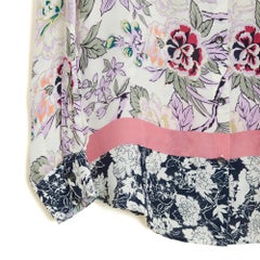 Etro Top Ecru Rose FR40 Pink Floral Silk Crepe Blouse UK12 US10