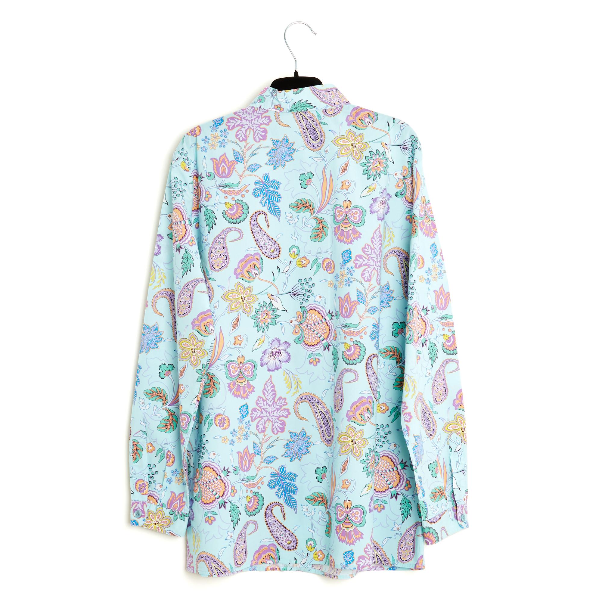 Etro Top FR42 Chemisier chemise bleu pâle à motif cachemire GB14 US12 Unisexe en vente