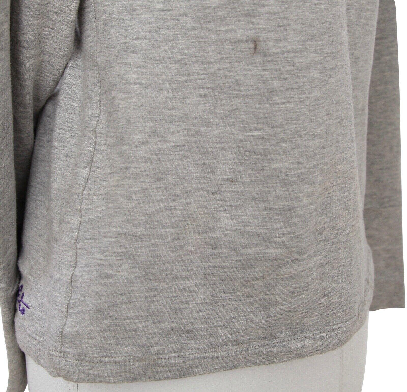ETRO Top Shirt T-Shirt Grey Beads Sequin V-neck Long Sleeve Cotton Sz 42 For Sale 3