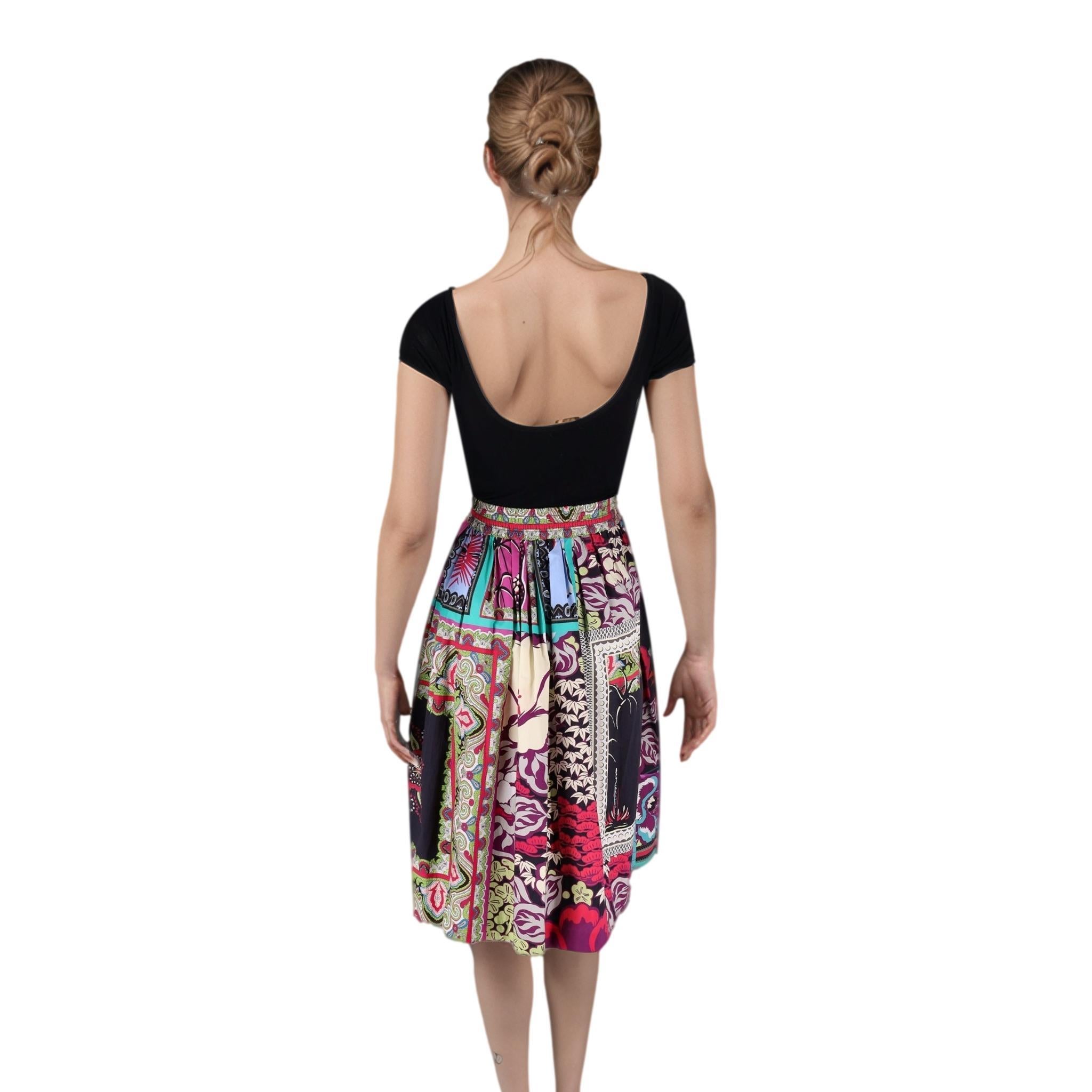 Women's Etro Topical Floral Print Cotton Skirt For Sale