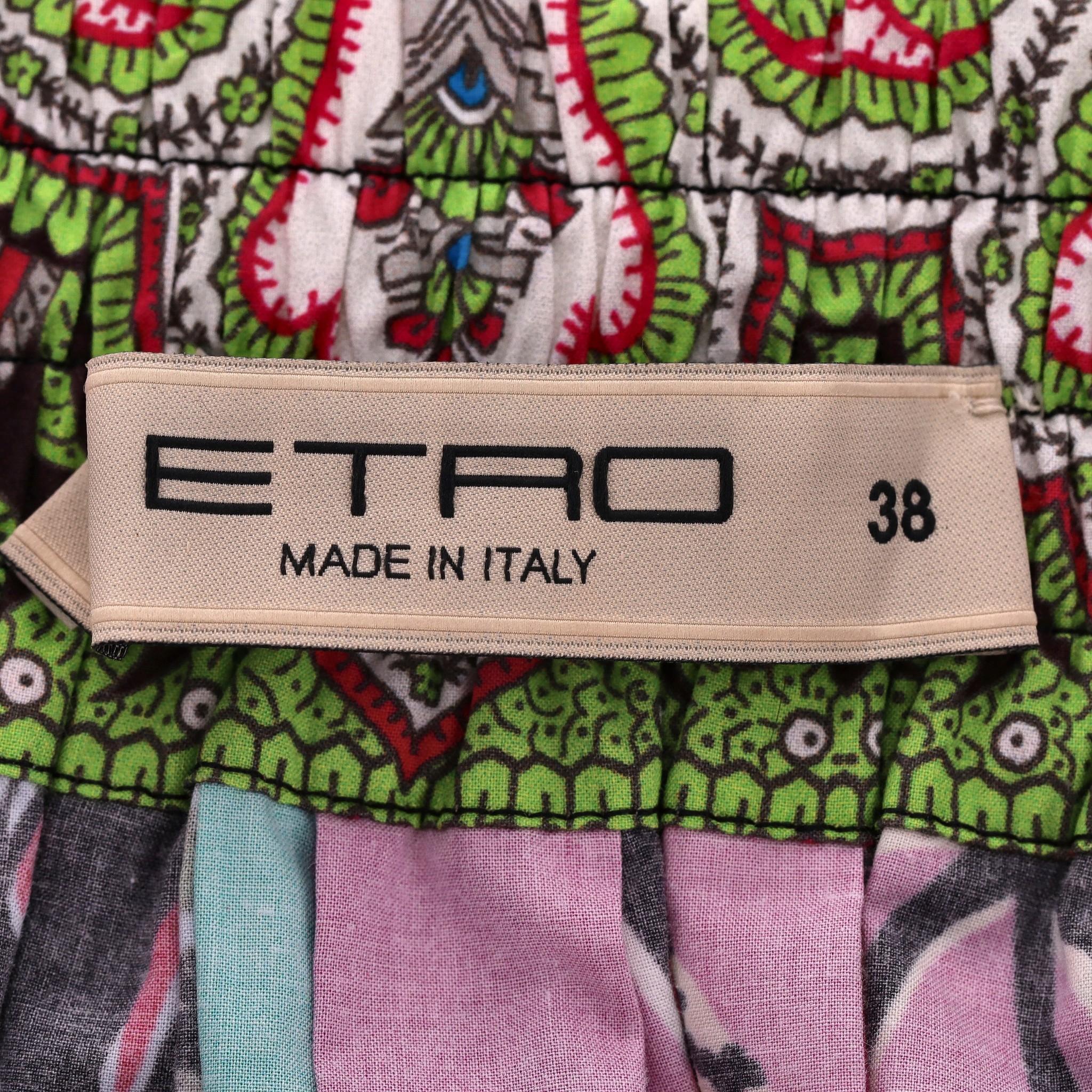 Etro Topical Floral Print Cotton Skirt For Sale 3