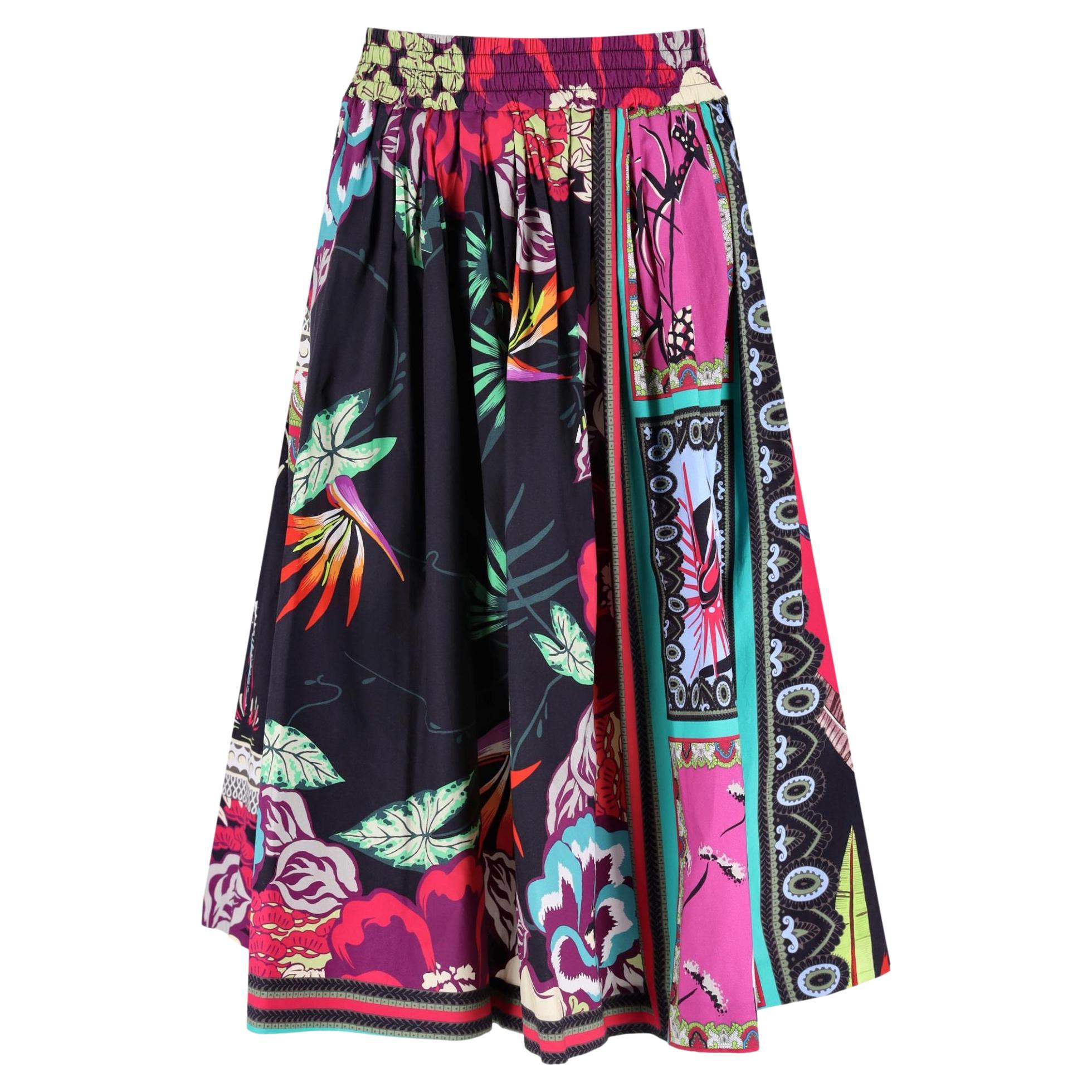 Etro Topical Floral Print Cotton Skirt For Sale