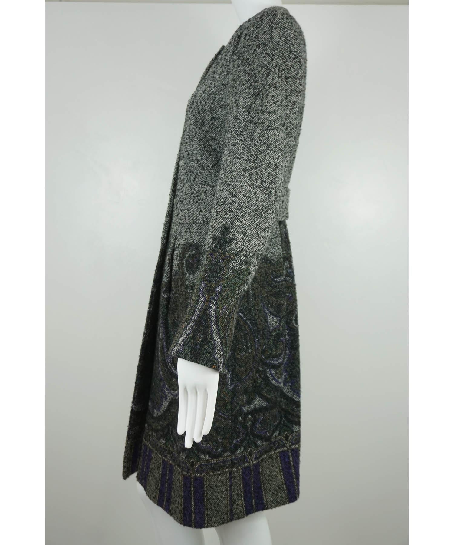 Etro Tweed Paisley Patterned Coat Sz 42 For Sale 1