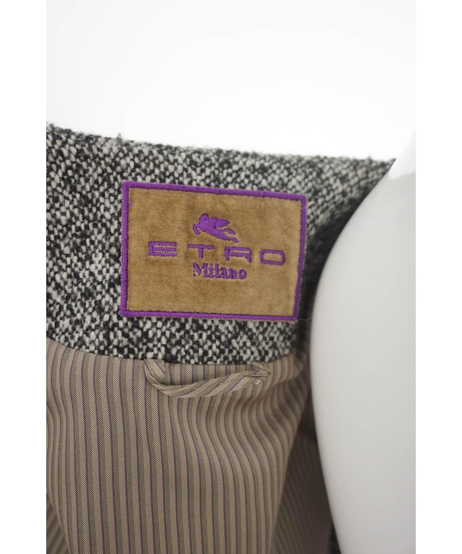 Etro Tweed Paisley Patterned Coat Sz 42 For Sale 2