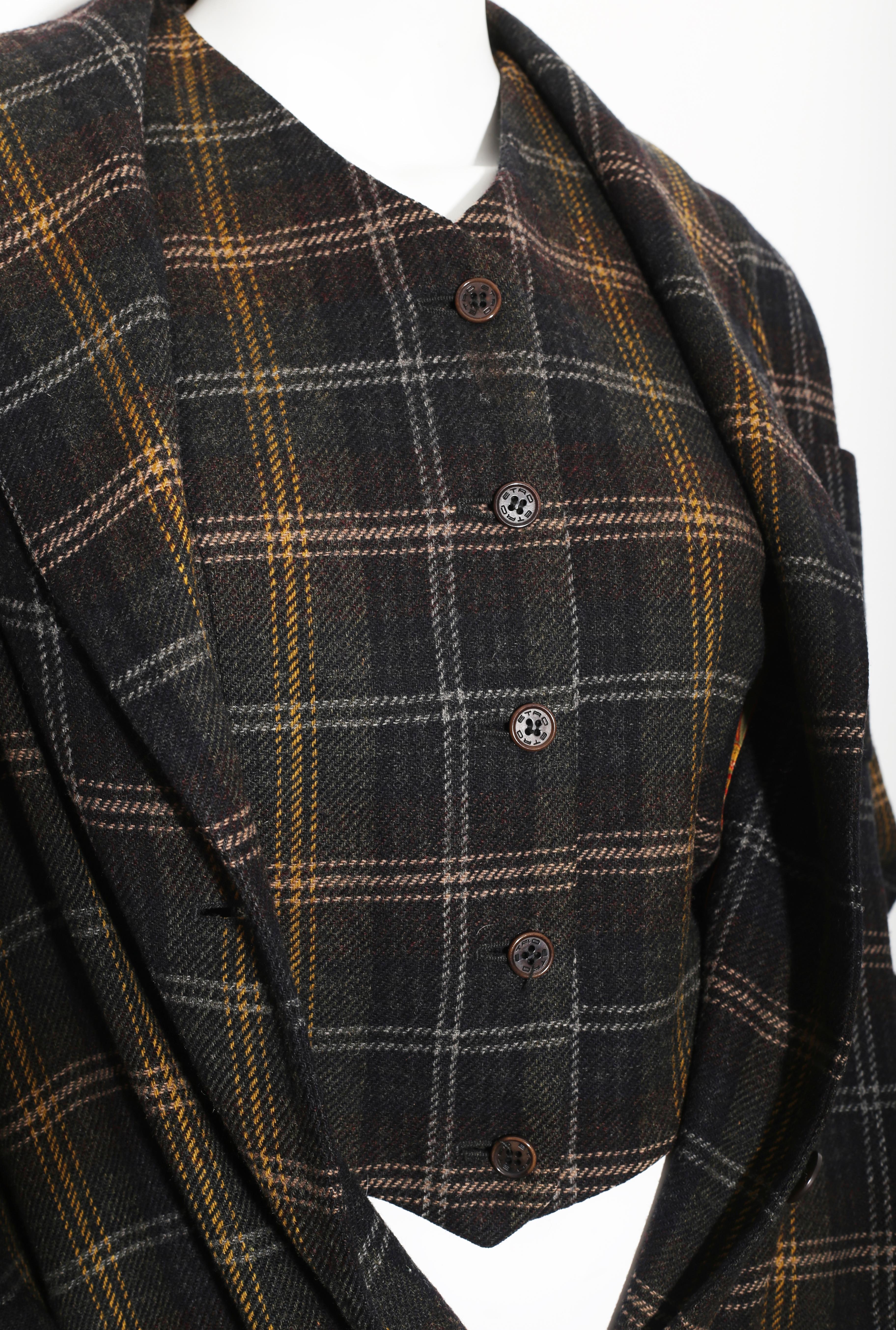 Black Etro twinset sport jacket and gilet  in freeze wool tartan design in blues