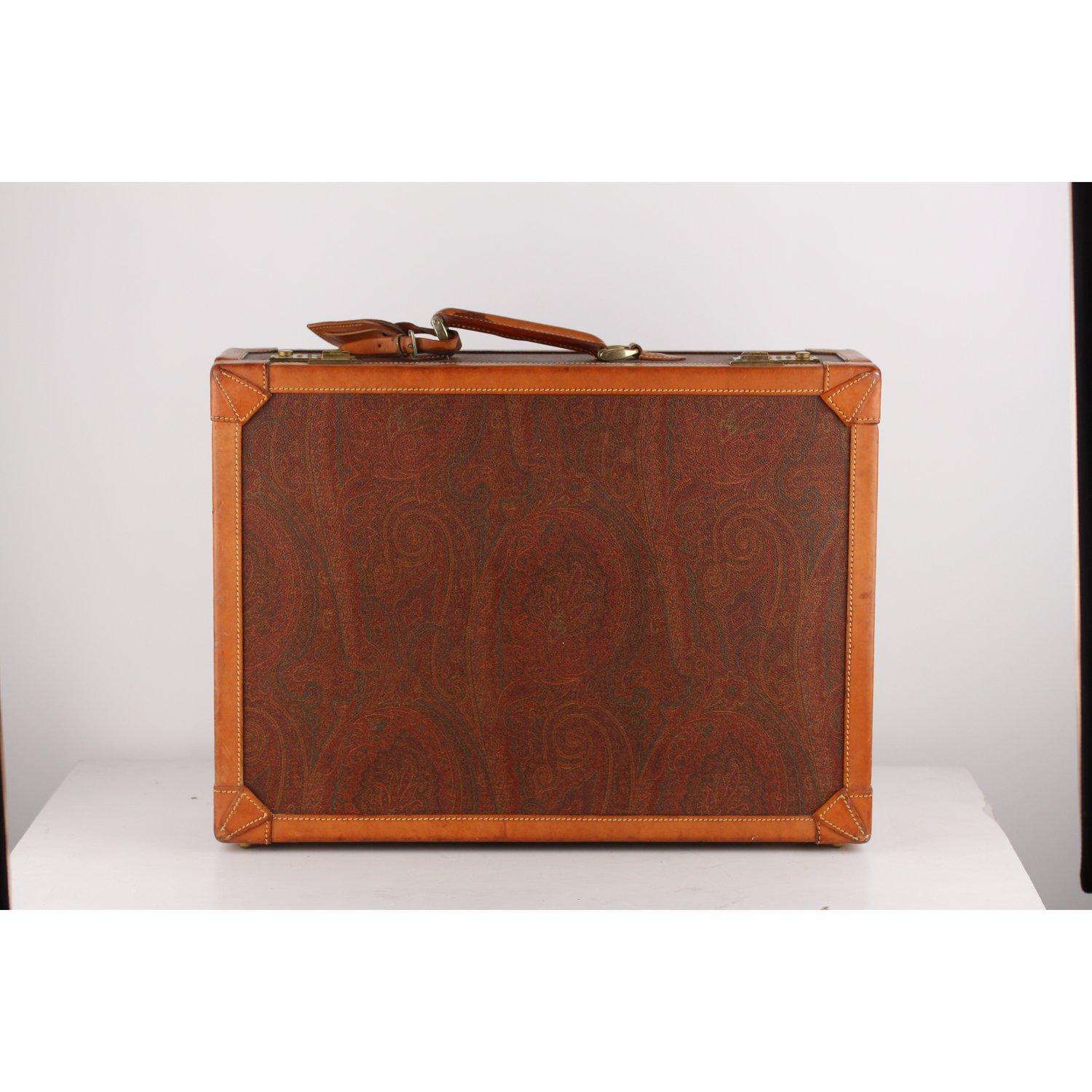 Brown Etro Vintage Paisley Attache Hard Sided Bag