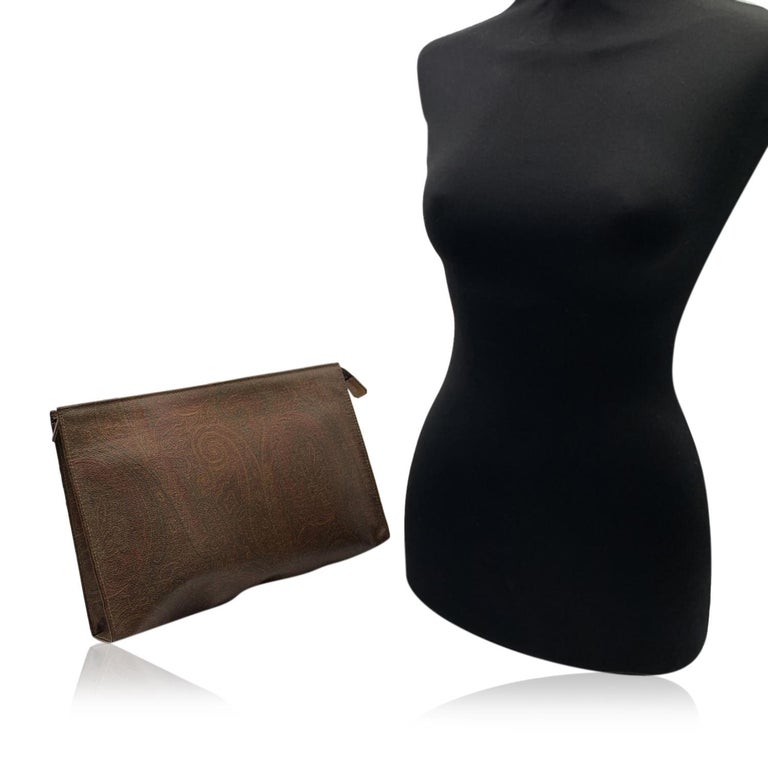 Black Etro Vintage Paisley Canvas Cosmetic Bag Clutch Bag Handbag Purse For Sale
