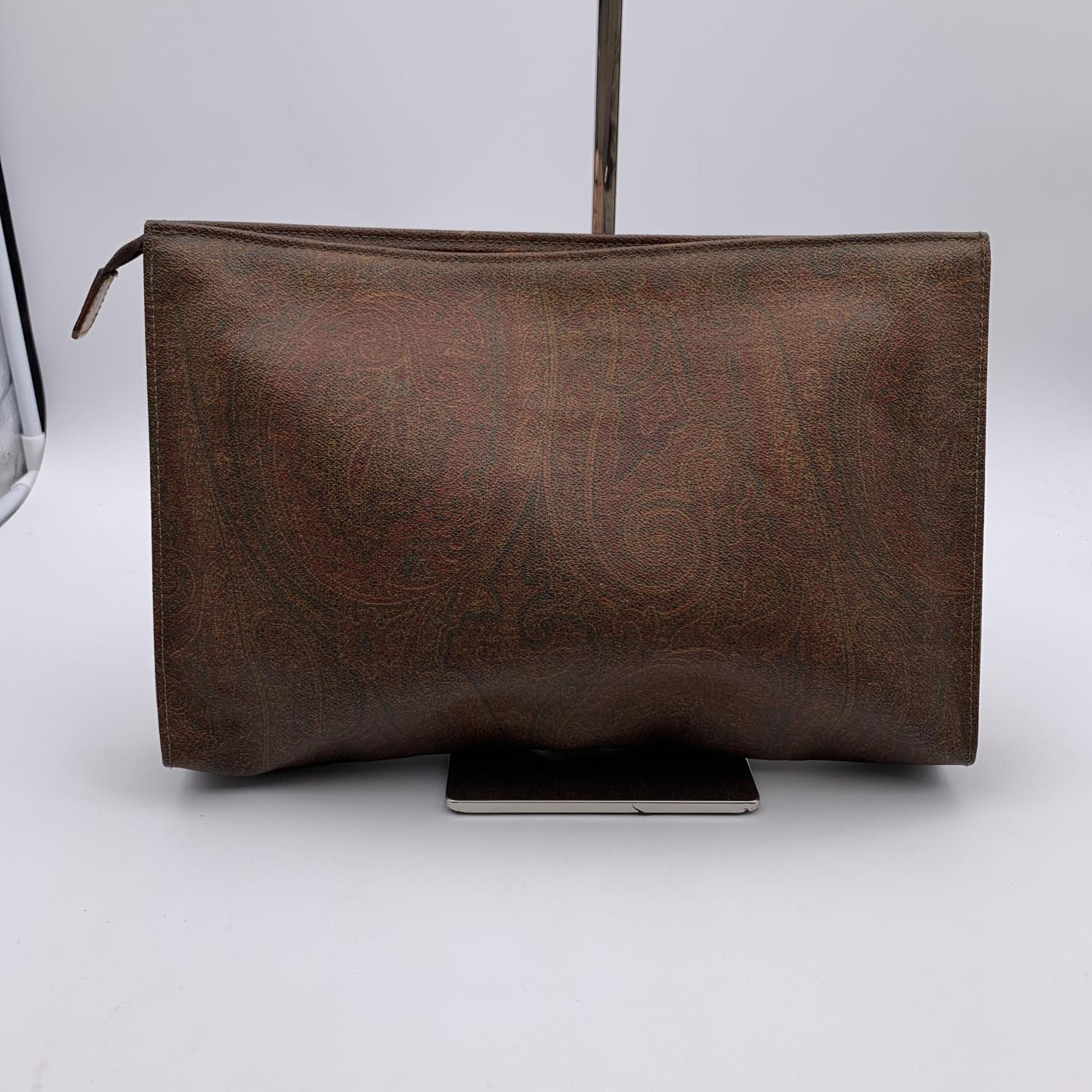 Etro Vintage Paisley Canvas Cosmetic Bag Clutch Bag Handbag Purse In Good Condition In Rome, Rome