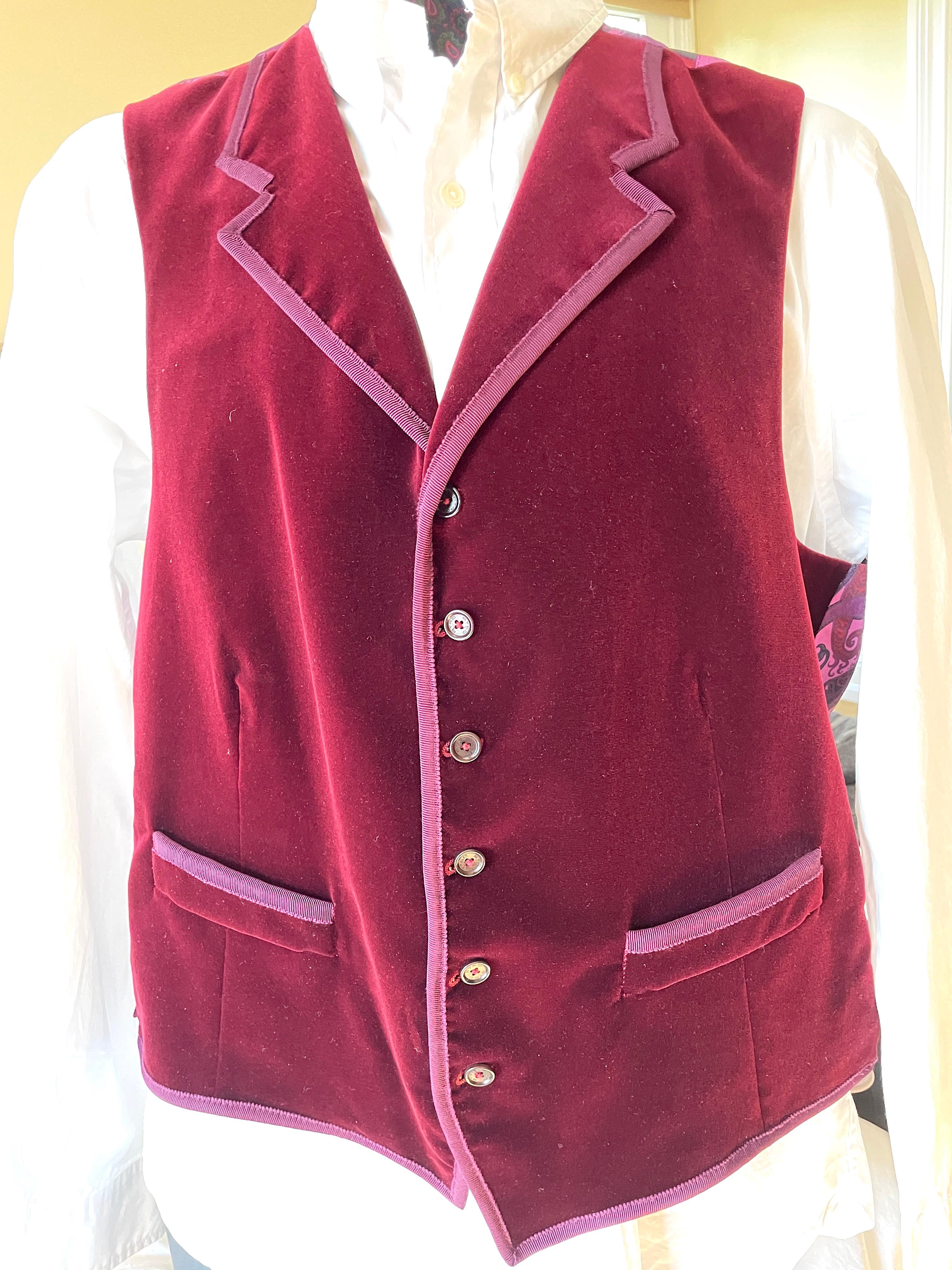 red velvet waistcoat mens