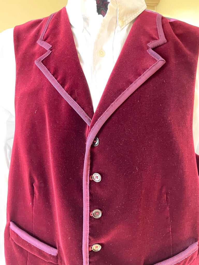 Mens red 2025 velvet vest