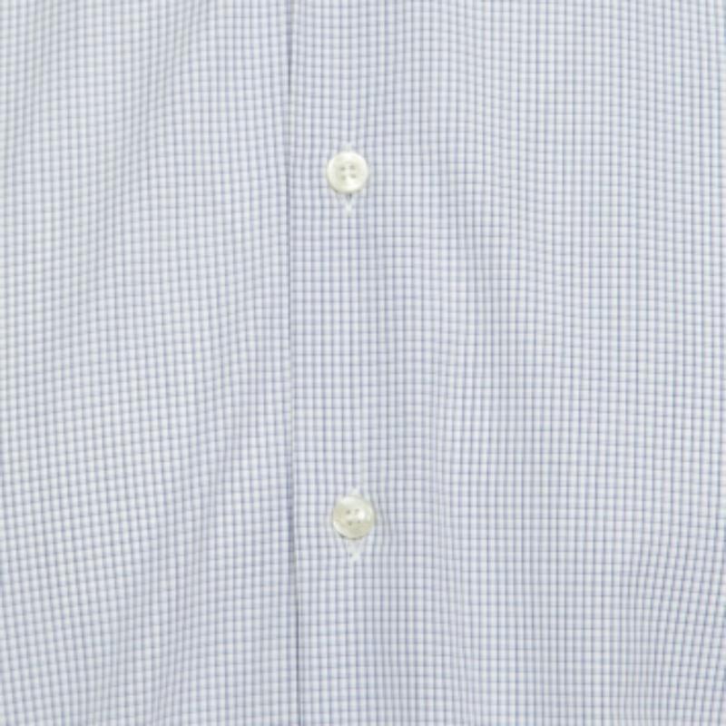 Etro Weißes und blau kariertes langärmeliges Baumwollhemd mit Knopfleiste aus Baumwolle M (Violett) im Angebot