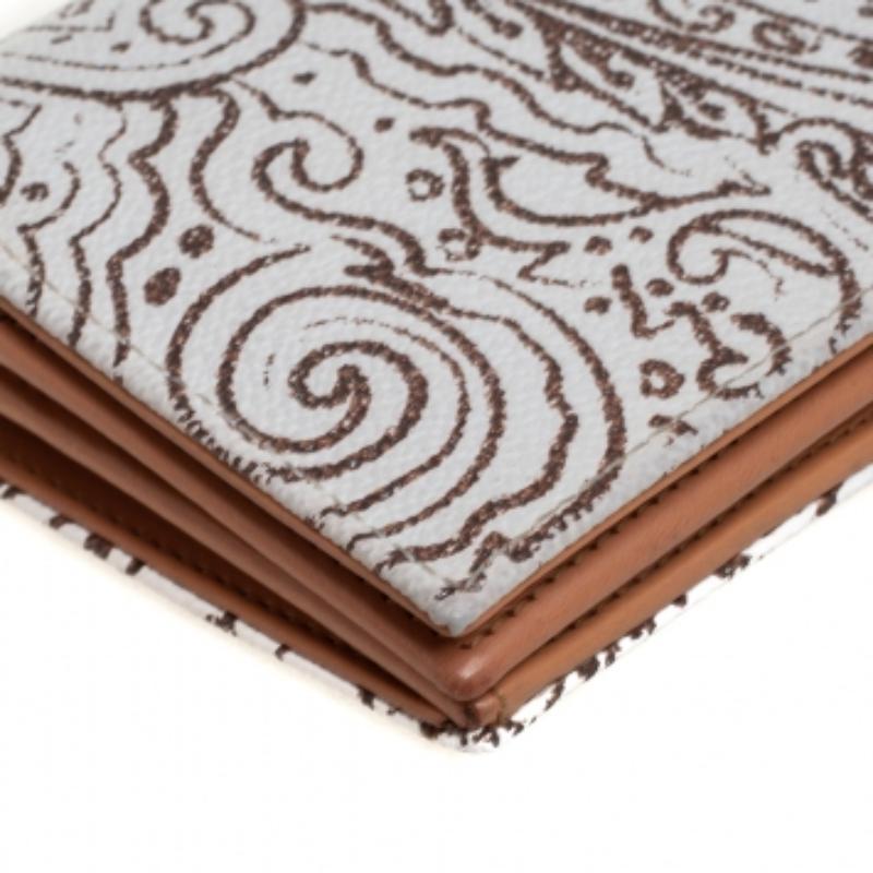 Etro White/Brown Paisley Print Coated Canvas Continental Wallet For Sale 5