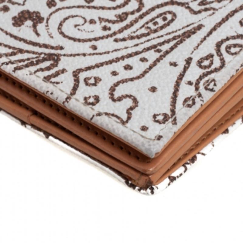 Etro White/Brown Paisley Print Coated Canvas Continental Wallet For Sale 2