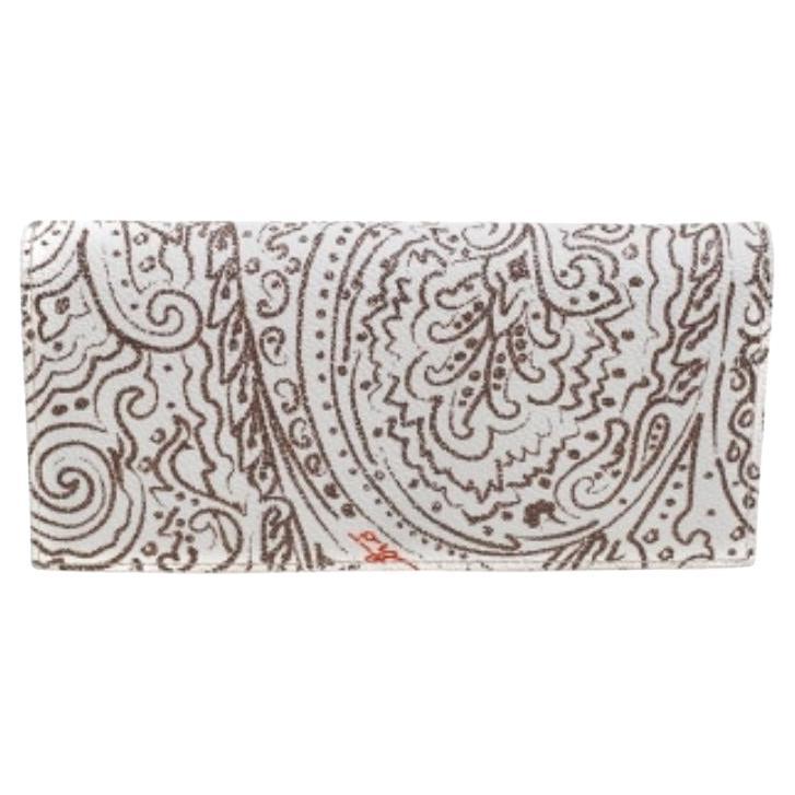 Etro White/Brown Paisley Print Coated Canvas Continental Wallet For Sale
