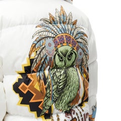 ETRO white ethnic print wool collar goose down puffer coat IT38 XS