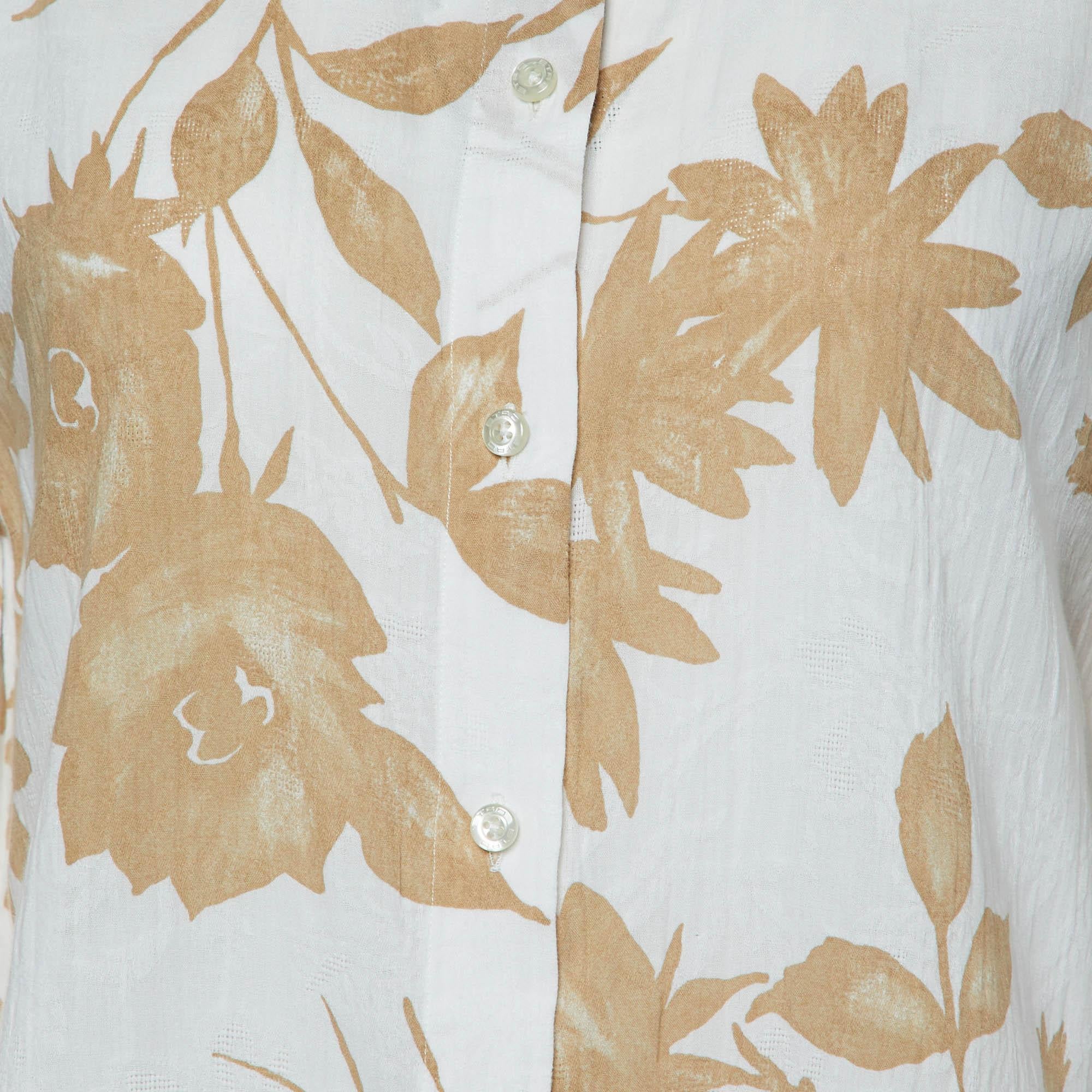 Bianco Etro Camicia a maniche lunghe in cotone con stampa floreale bianca M. I. in vendita