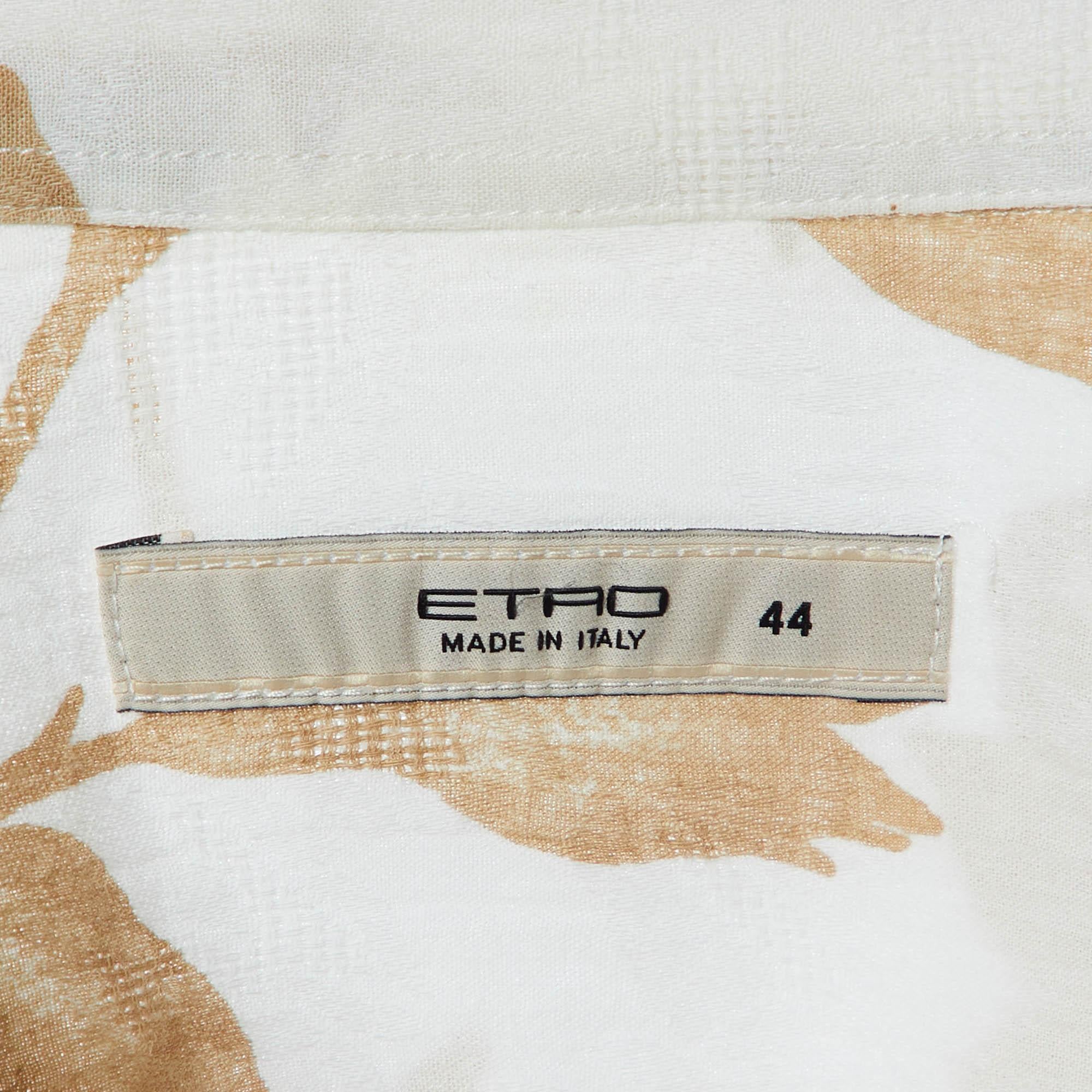 Etro Camicia a maniche lunghe in cotone con stampa floreale bianca M. I. In condizioni discrete in vendita a Dubai, Al Qouz 2