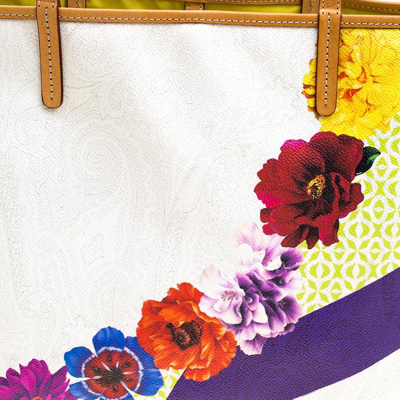 Etro White Paisley and Floral Printed Coated Canvas Shopper Tote 2