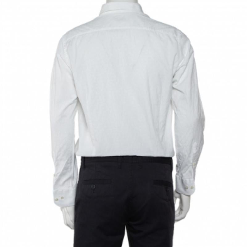 Etro White Paisley Pattern Cotton Button Front Shirt L For Sale 1